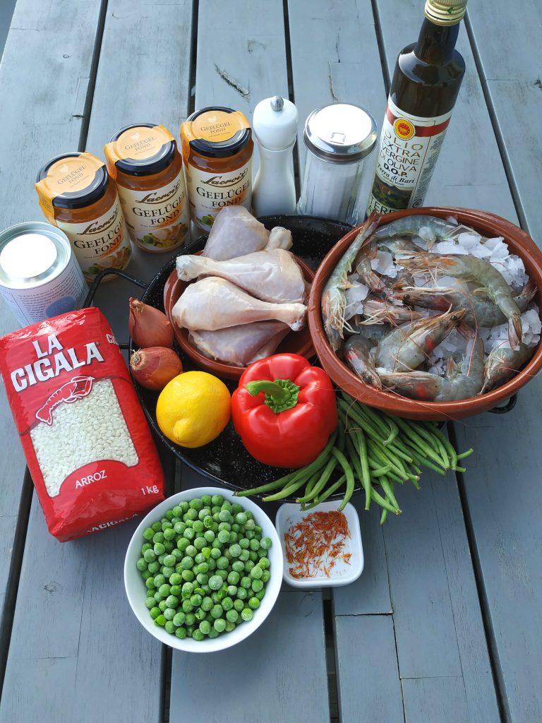 Alle Zutaten für Paella